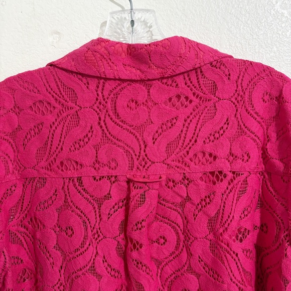 Anthropologie Maeve Slim Lace Button Down Shirt in Pink - Picture 8 of 10